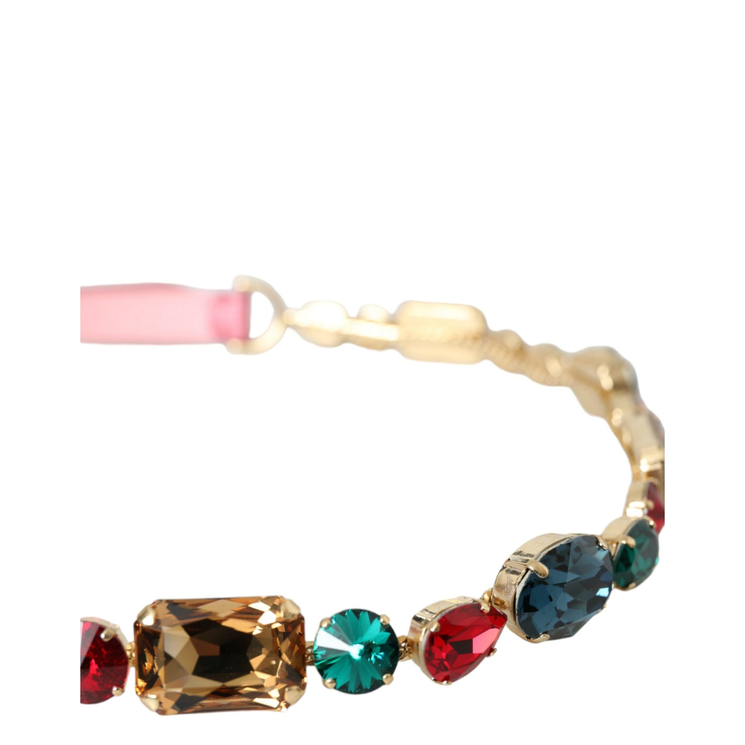 Cintura Dolce & Gabbana in Pelle Rosa con Catena e Cristalli