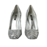 Scarpe décolleté con tacco e paillettes argento Dolce & Gabbana