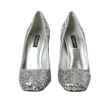Dolce & Gabbana Silver Sequin Embellished Pumps
