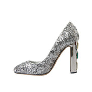 Scarpe décolleté con tacco e paillettes argento Dolce & Gabbana