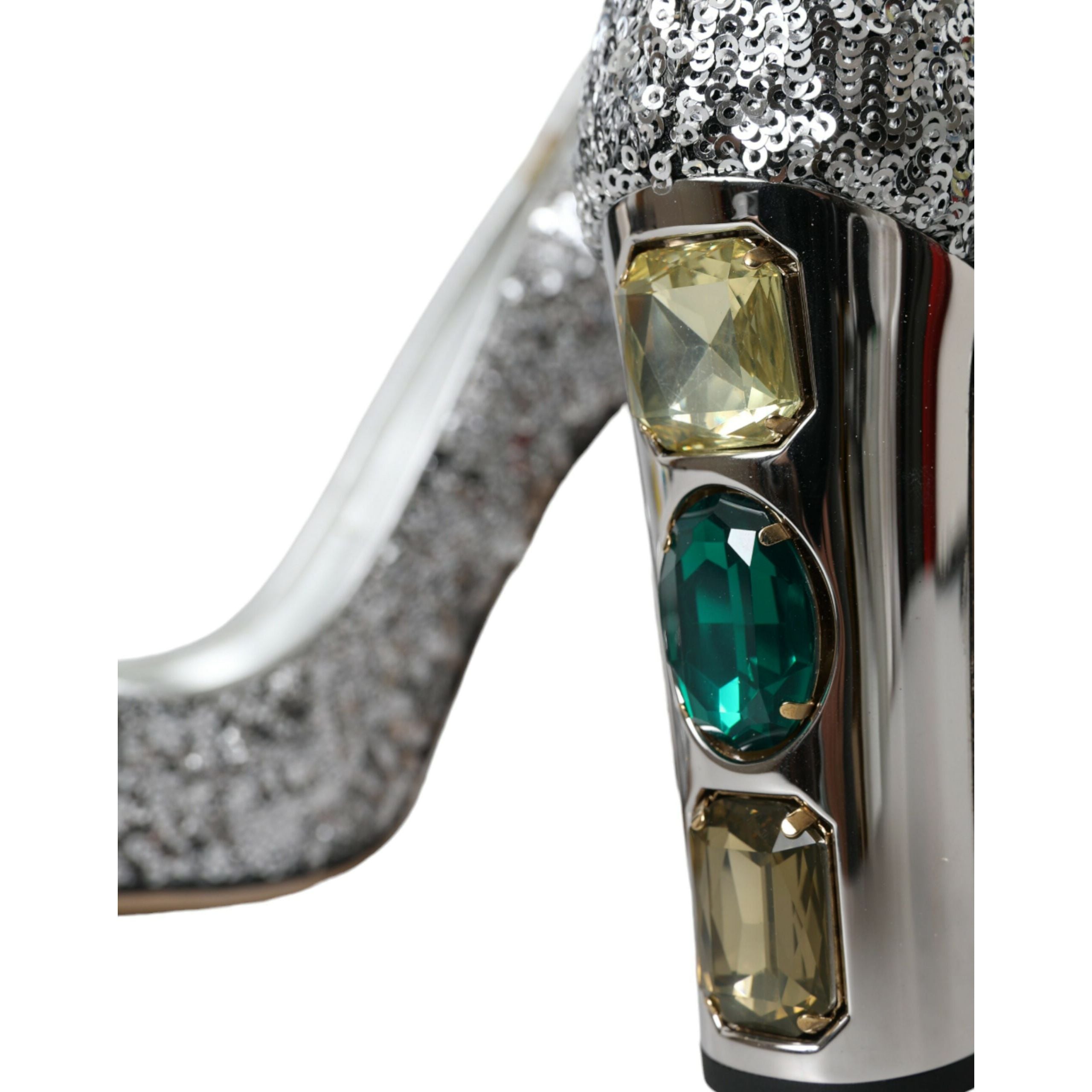 Scarpe décolleté con tacco e paillettes argento Dolce & Gabbana