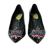 Scarpe décolleté con tacco in pelle nera con patch BOOM Dolce & Gabbana