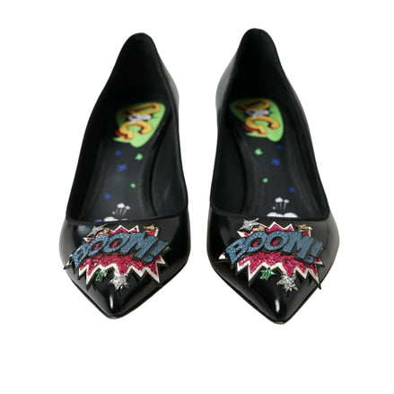 Escarpins Dolce & Gabbana en cuir noir avec patch « BOOM »