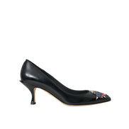 Scarpe décolleté con tacco in pelle nera con patch BOOM Dolce & Gabbana