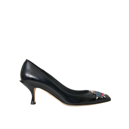 Scarpe décolleté con tacco in pelle nera con patch BOOM Dolce & Gabbana