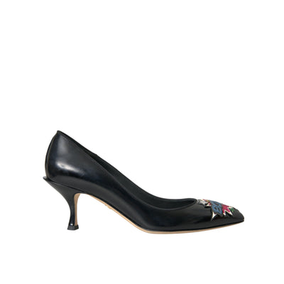 Escarpins Dolce & Gabbana en cuir noir avec patch « BOOM »