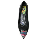 Scarpe décolleté con tacco in pelle nera con patch BOOM Dolce & Gabbana