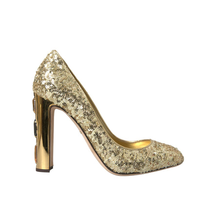 Dolce & Gabbana Gold Sequin Crystal Pumps