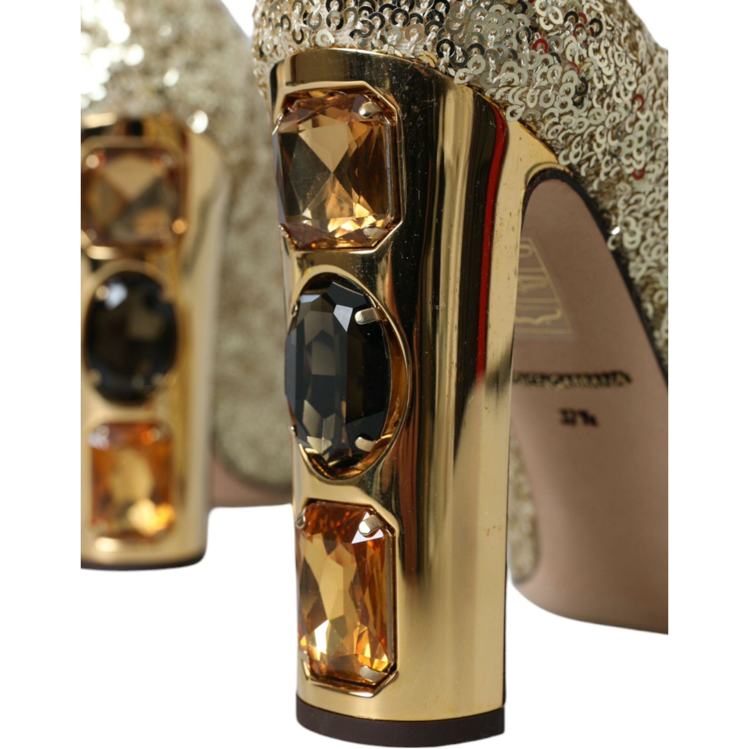 Dolce & Gabbana Gold Sequin Crystal Pumps