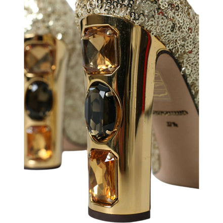 Dolce & Gabbana Gold Sequin Crystal Pumps