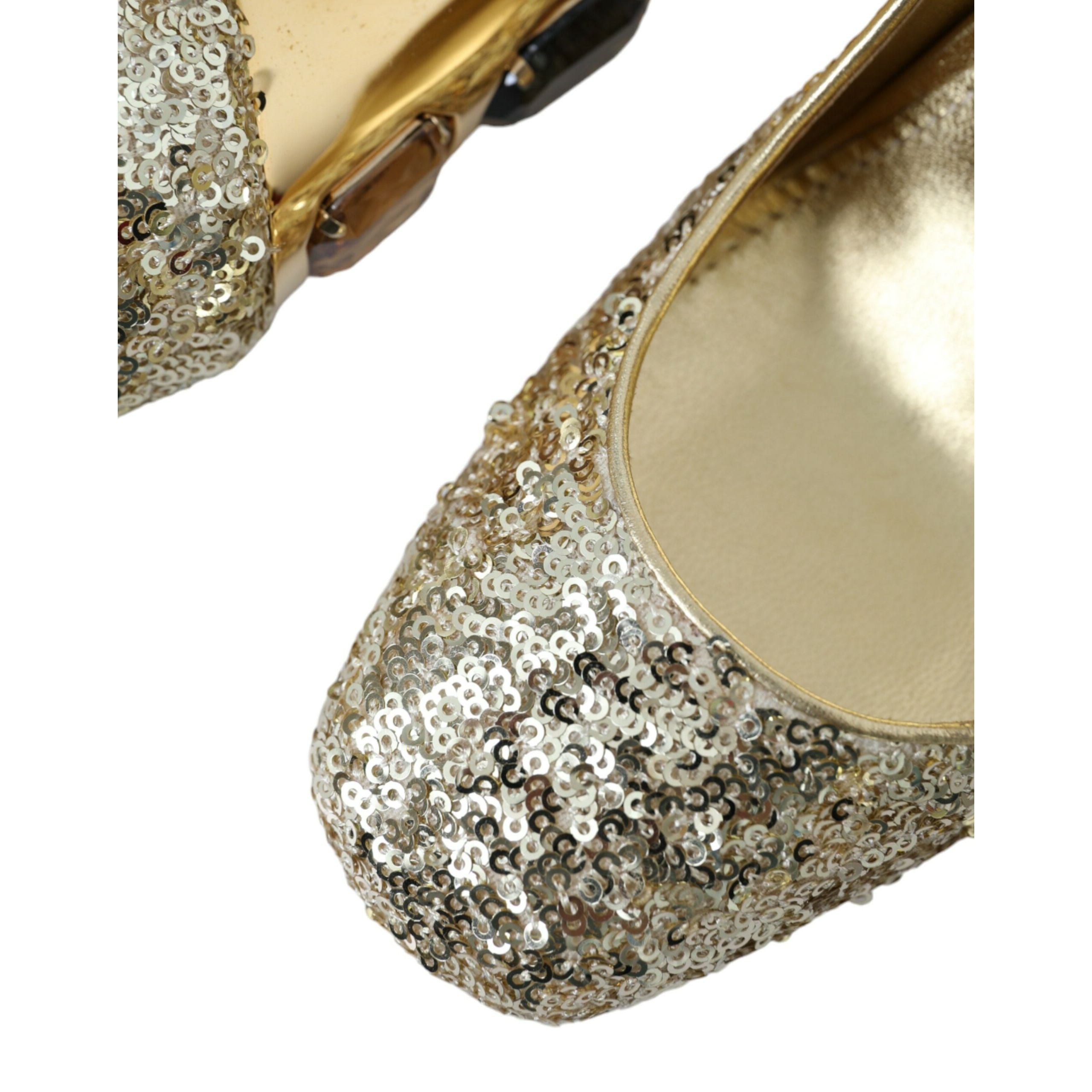 Dolce & Gabbana Gold Sequin Crystal Pumps
