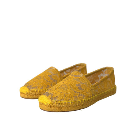Mocassins espadrilles plats en dentelle Taormina jaune Dolce & Gabbana