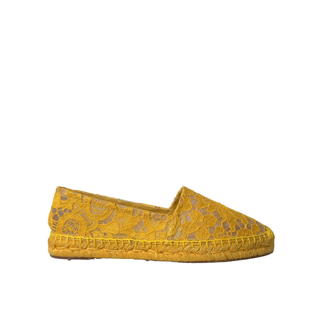 Mocassins espadrilles plats en dentelle Taormina jaune Dolce & Gabbana