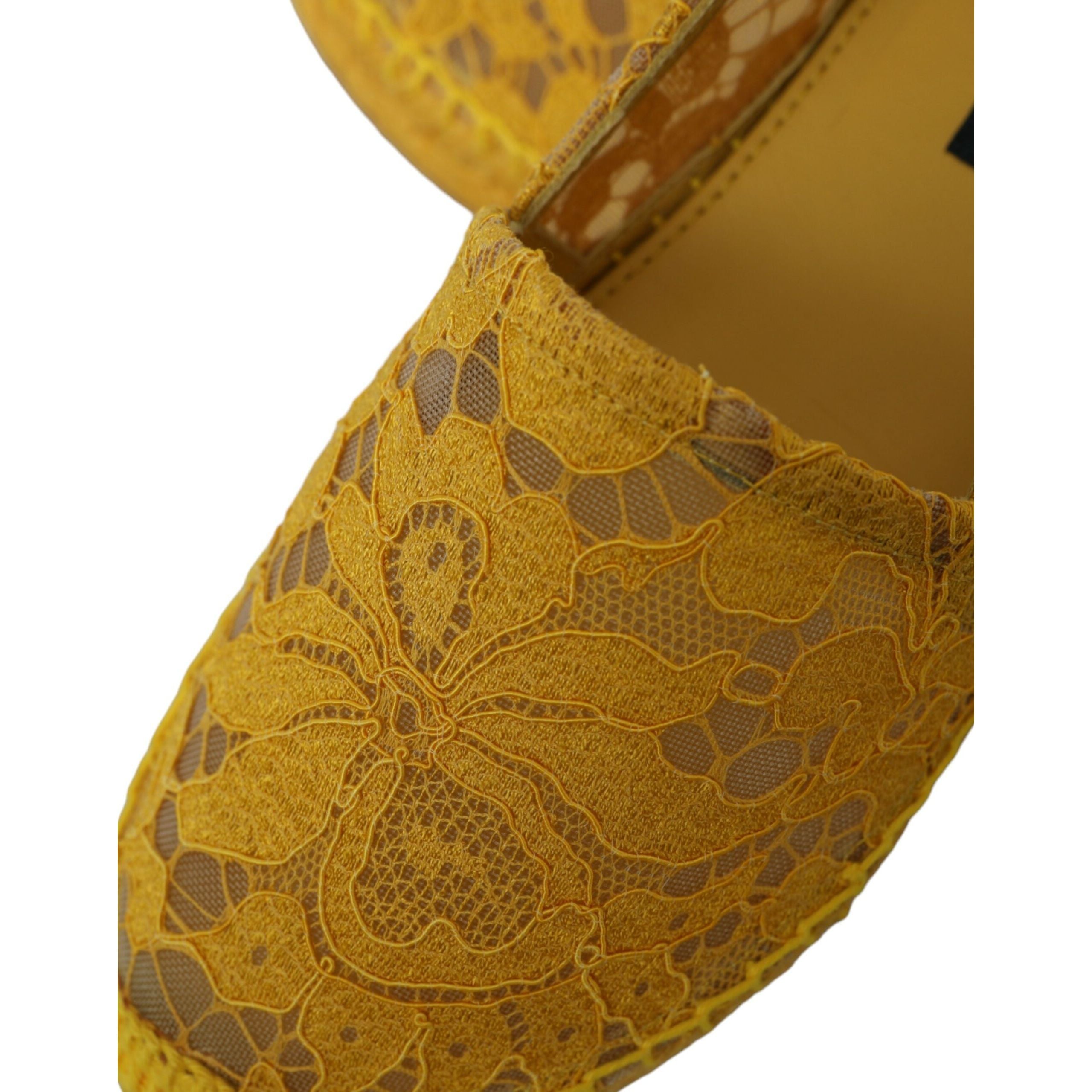 Mocassins espadrilles plats en dentelle Taormina jaune Dolce & Gabbana