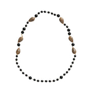 Dolce & Gabbana Gold Tone Brass Black Printed Beaded Long Chain Necklace