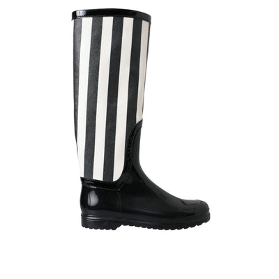 Dolce & Gabbana Black Rubber Knee High Boots