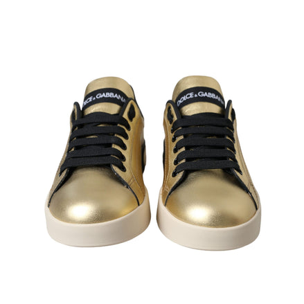 Chaussures Femme Baskets en Cuir de Veau Doré Portofino Dolce & Gabbana