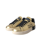 Dolce & Gabbana Sneakers Donna in Pelle di Vitello Oro Portofino