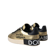Dolce & Gabbana Sneakers Donna in Pelle di Vitello Oro Portofino