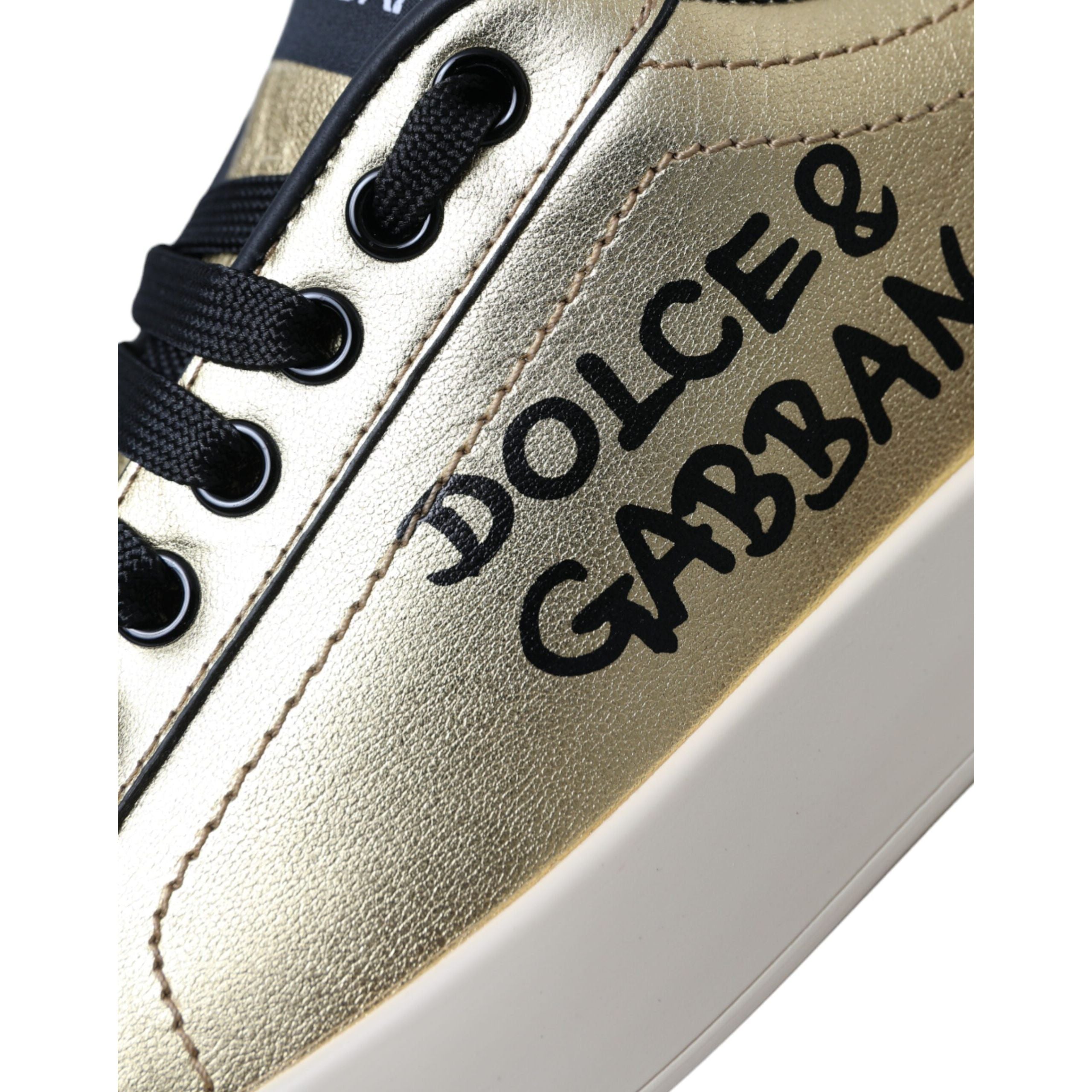Dolce & Gabbana Sneakers Donna in Pelle di Vitello Oro Portofino