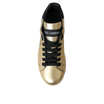 Dolce & Gabbana Sneakers Donna in Pelle di Vitello Oro Portofino