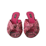Dolce & Gabbana Pink Exotic Leather Kitten Heel Slides