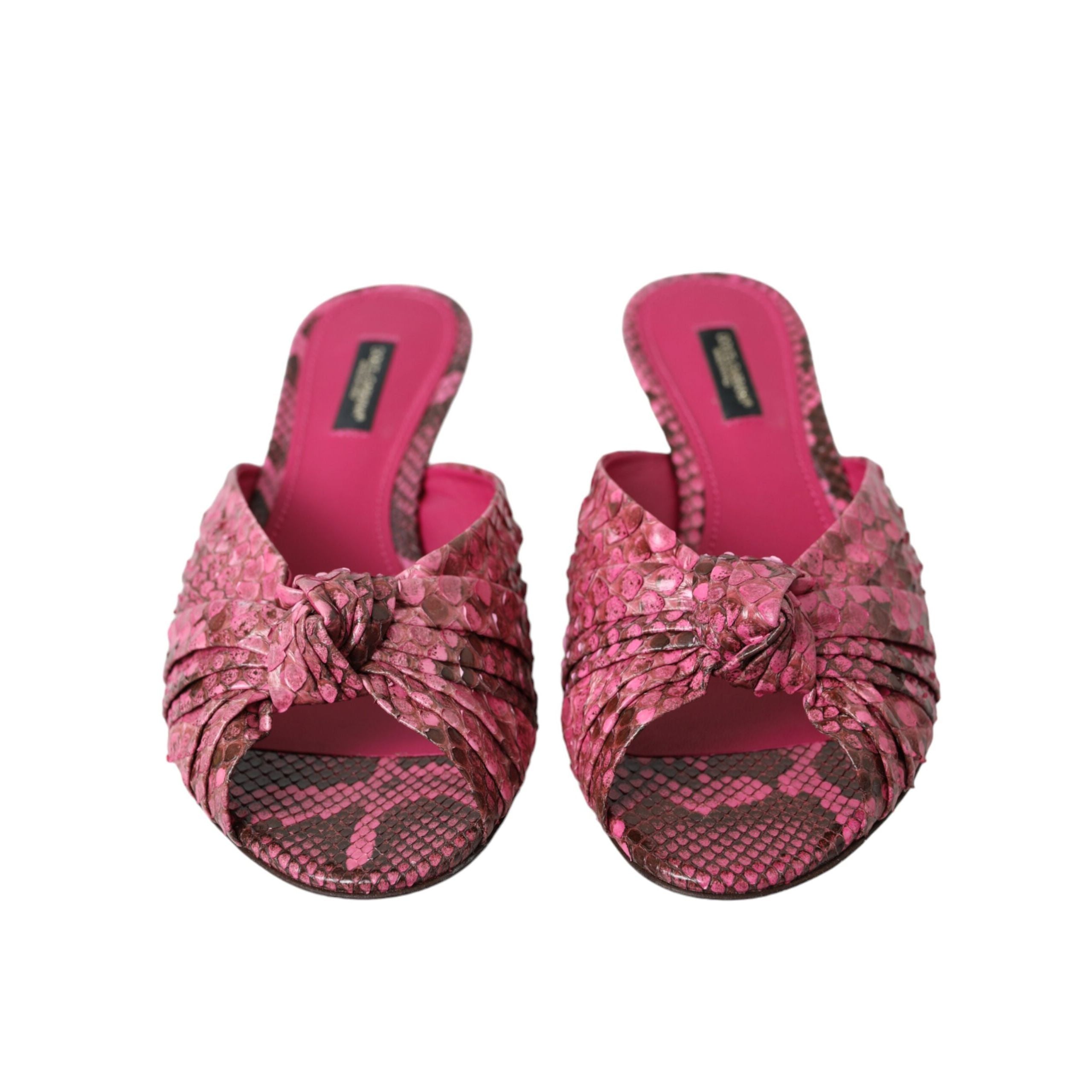Dolce & Gabbana Pink Exotic Leather Kitten Heel Slides