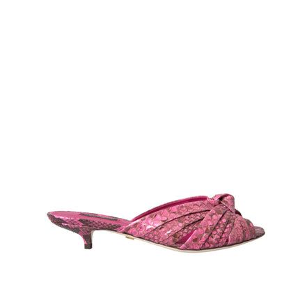 Dolce & Gabbana Pink Exotic Leather Kitten Heel Slides