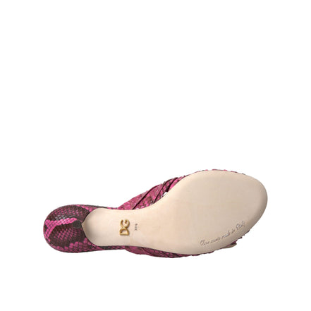 Dolce & Gabbana Pink Exotic Leather Kitten Heel Slides