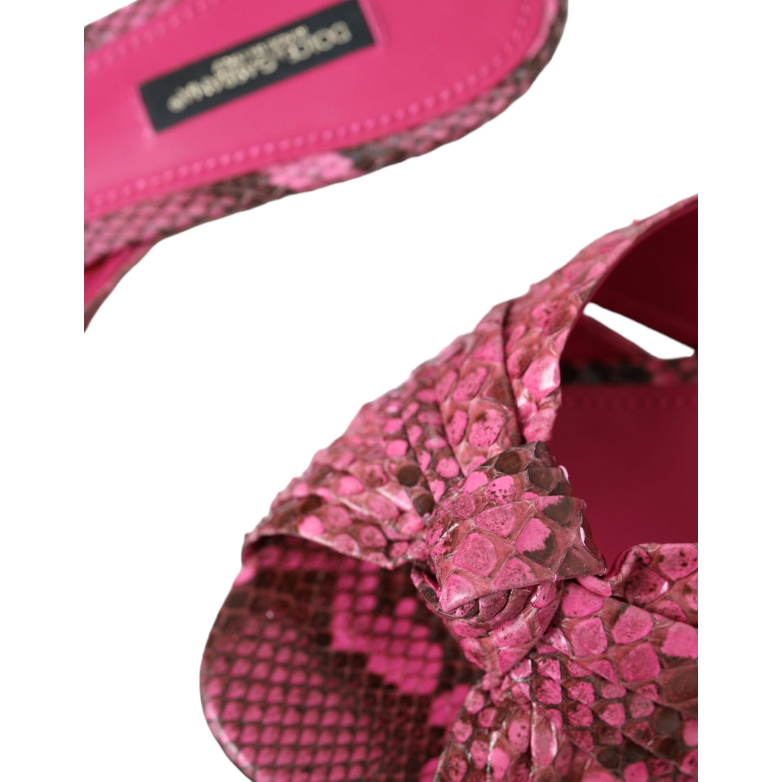 Dolce & Gabbana Pink Exotic Leather Kitten Heel Slides
