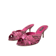 Chaussures Dolce & Gabbana mules à talons chaton en cuir exotique roses
