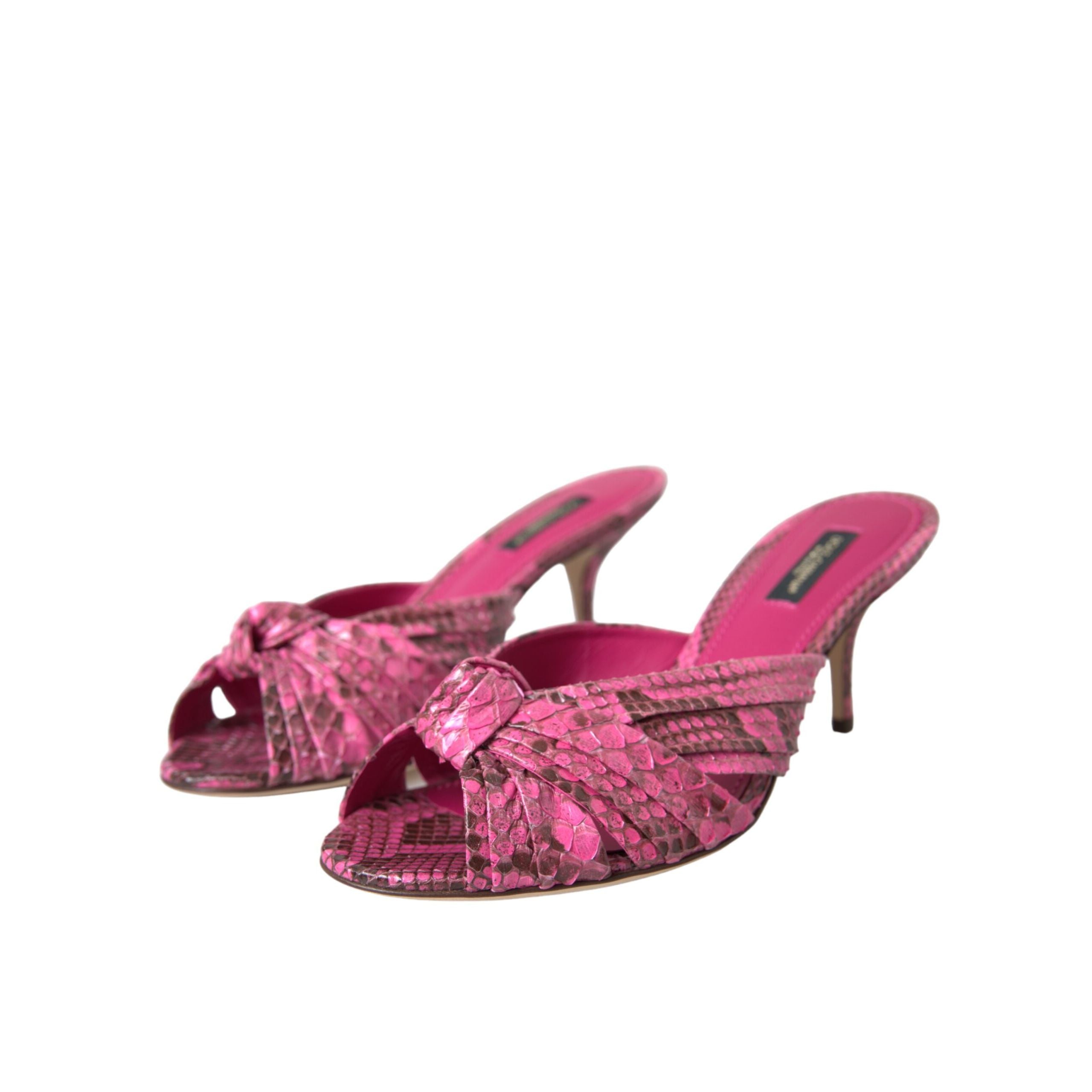 Chaussures Dolce & Gabbana mules à talons chaton en cuir exotique roses