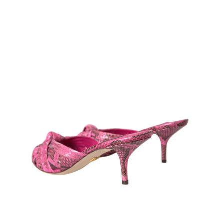 Chaussures Dolce & Gabbana mules à talons chaton en cuir exotique roses