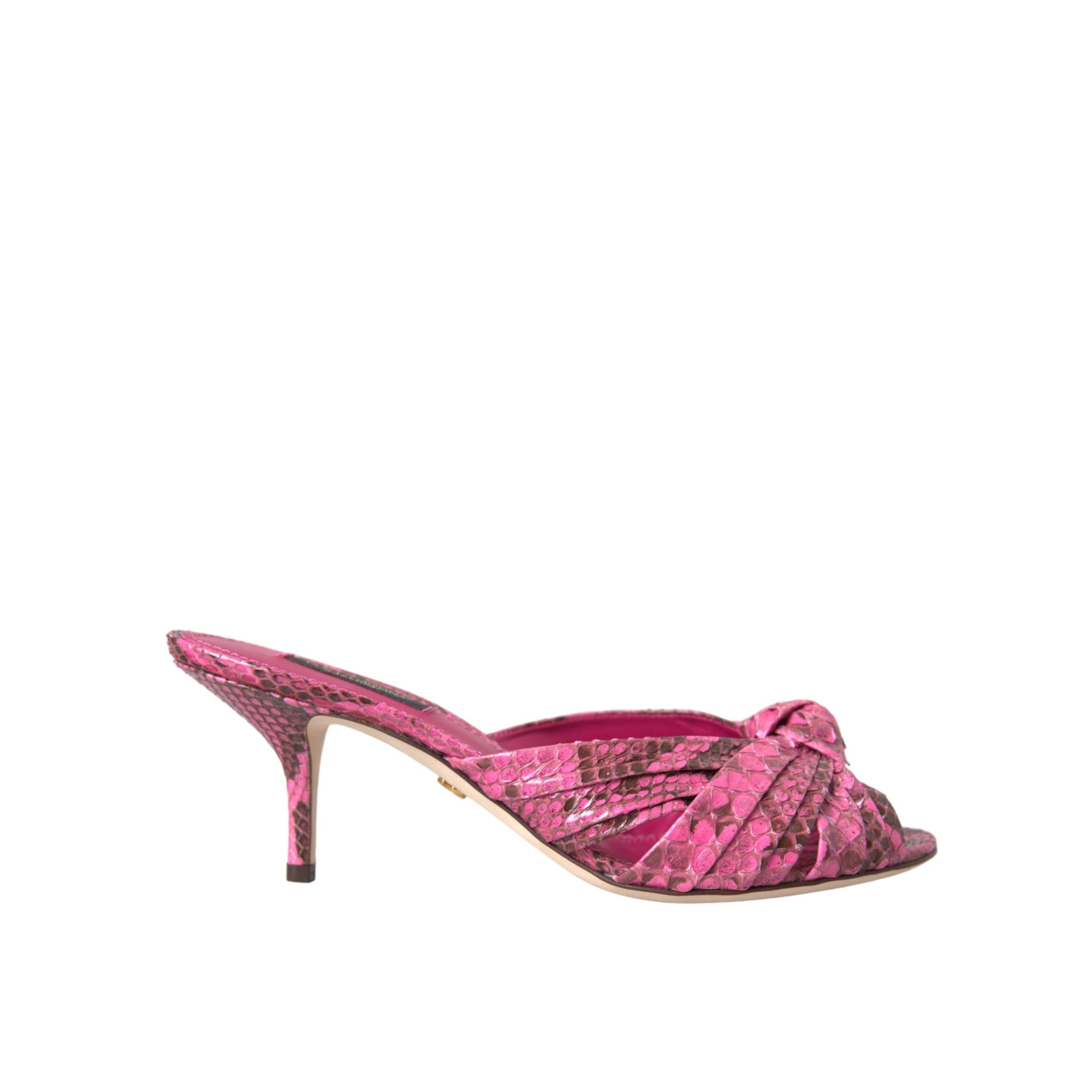Chaussures Dolce & Gabbana mules à talons chaton en cuir exotique roses