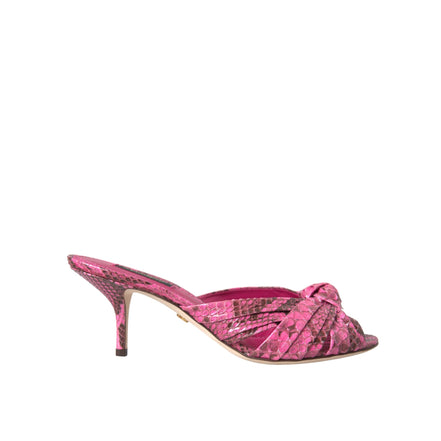 Chaussures Dolce & Gabbana mules à talons chaton en cuir exotique roses