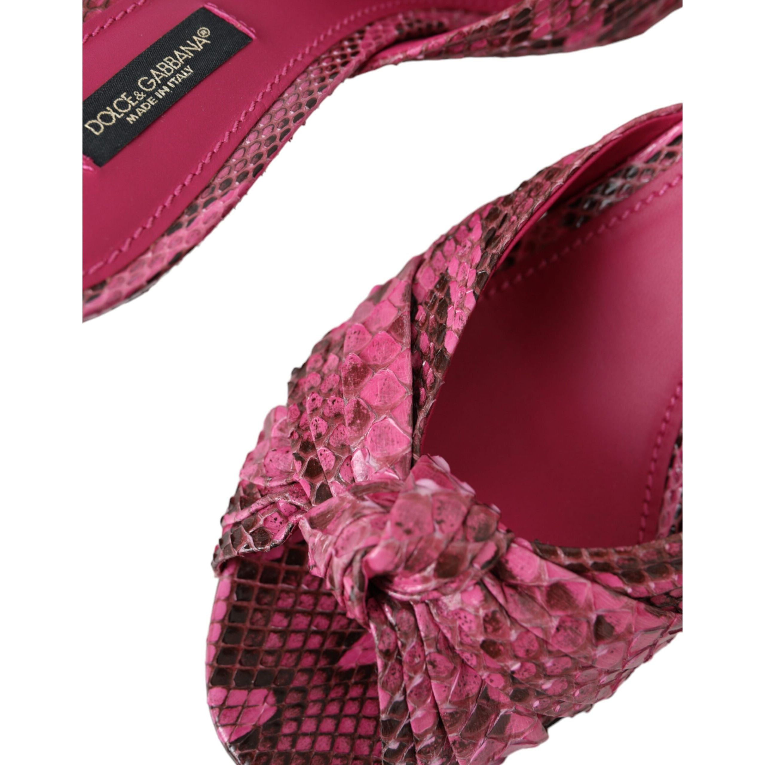 Chaussures Dolce & Gabbana mules à talons chaton en cuir exotique roses