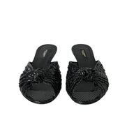 Dolce & Gabbana Black Exotic Leather Heel Slides