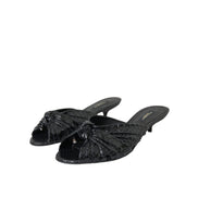 Dolce & Gabbana Black Exotic Leather Heel Slides