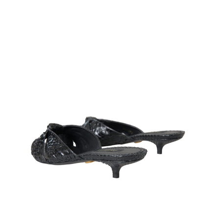 Dolce & Gabbana Black Exotic Leather Heel Slides