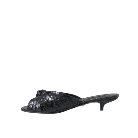 Dolce & Gabbana Black Exotic Leather Heel Slides