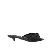 Dolce & Gabbana Black Exotic Leather Heel Slides
