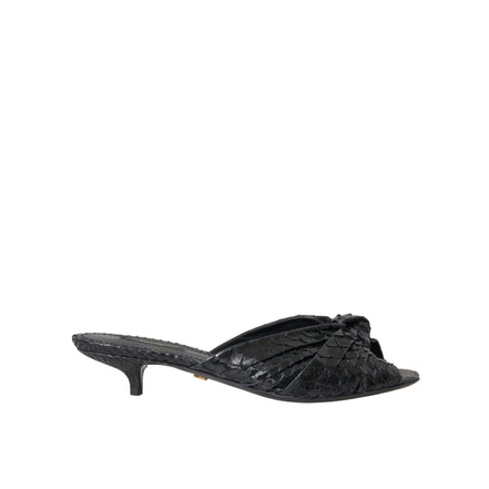 Dolce & Gabbana Black Exotic Leather Heel Slides