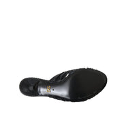 Dolce & Gabbana Black Exotic Leather Heel Slides