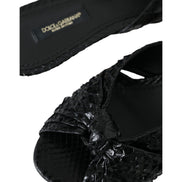 Dolce & Gabbana Black Exotic Leather Heel Slides