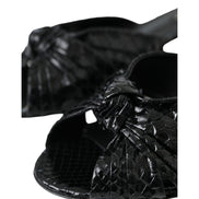 Dolce & Gabbana Black Exotic Leather Heel Slides