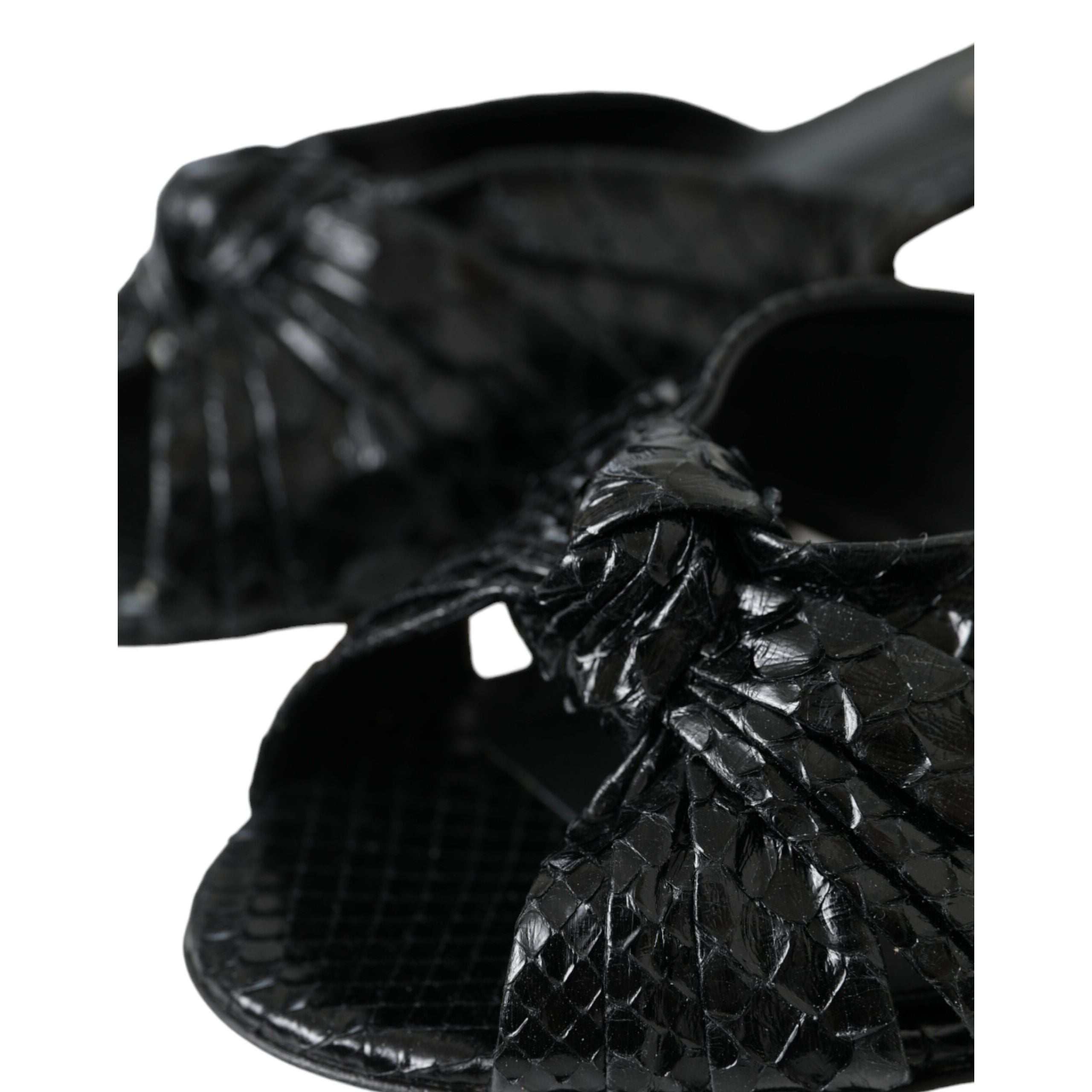 Dolce & Gabbana Black Exotic Leather Heel Slides