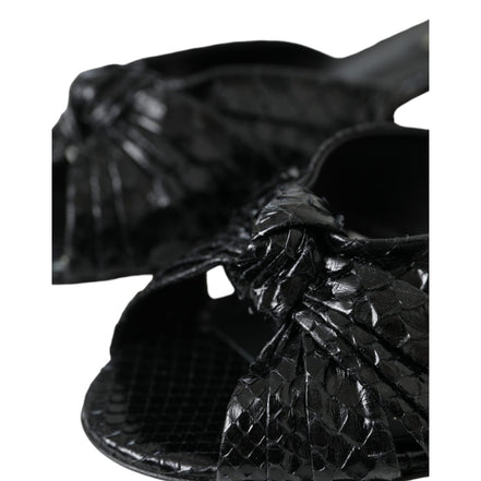 Dolce & Gabbana Black Exotic Leather Heel Slides