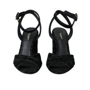 Dolce & Gabbana Sandali con Tacco in Suede Leopardato Nero