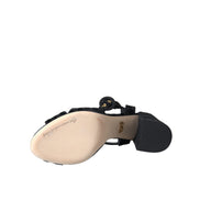 Dolce & Gabbana Sandali con Tacco in Suede Leopardato Nero