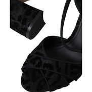 Dolce & Gabbana Sandali con Tacco in Suede Leopardato Nero